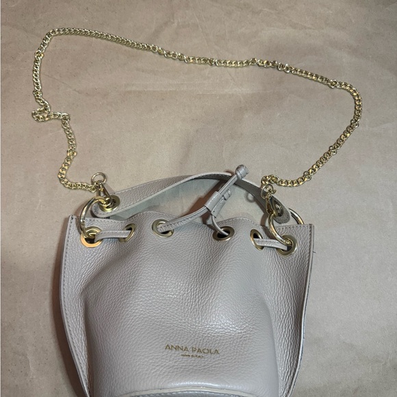 Anna Paola Handbags - Anna Paola Gray Leather Bucket Bag